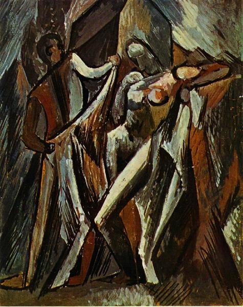 Pablo Picasso Classical Oil Painting Bathers Drying Themselves - Click Image to Close